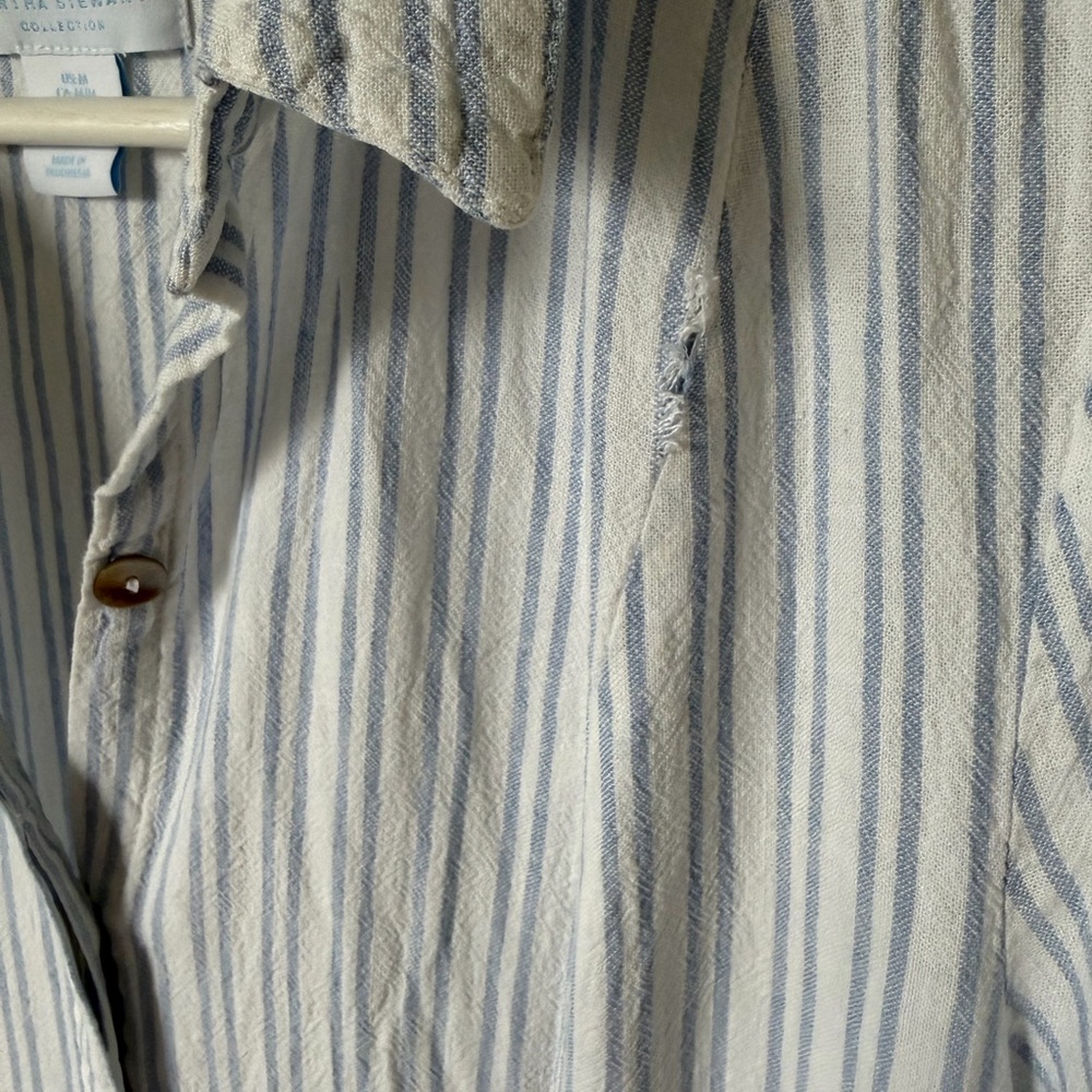 Martha Stewart Light Blue Striped Long Sleeve Dress - Picture 2 of 3